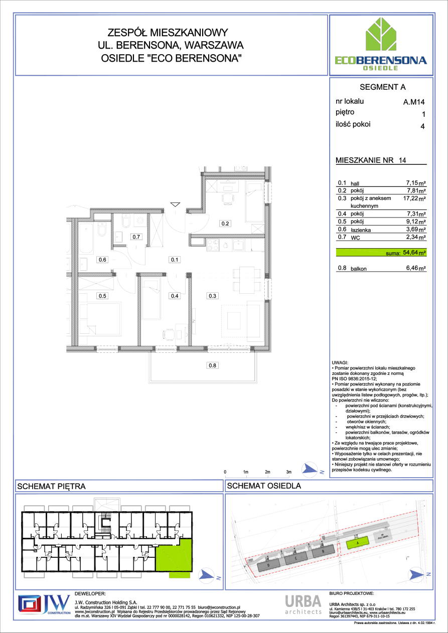 4 комнаты · 54,6 m² · Этаж 1 · Квартира 14
