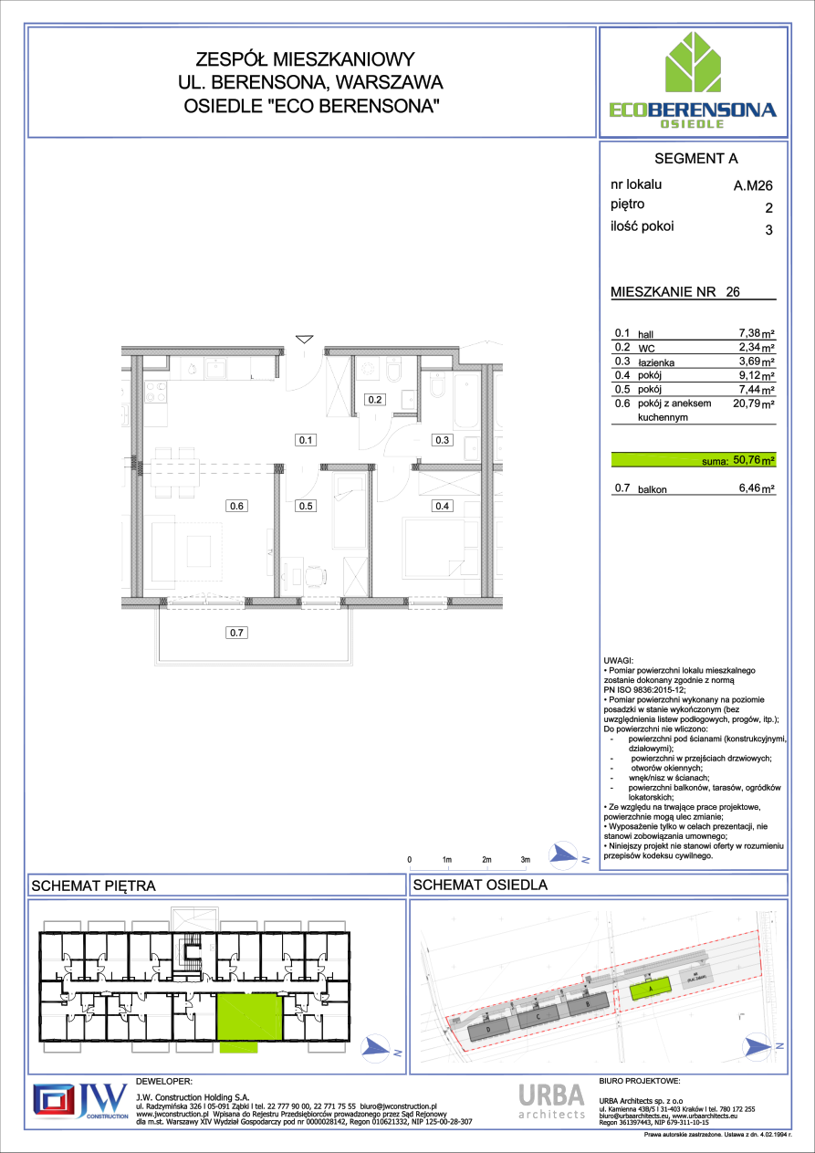 3 комнаты · 50,6 m² · Этаж 2 · Квартира 26