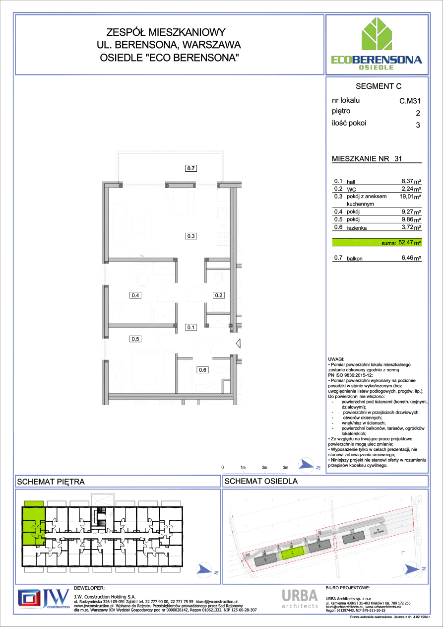 3 комнаты · 52,4 m² · Этаж 2 · Квартира 31