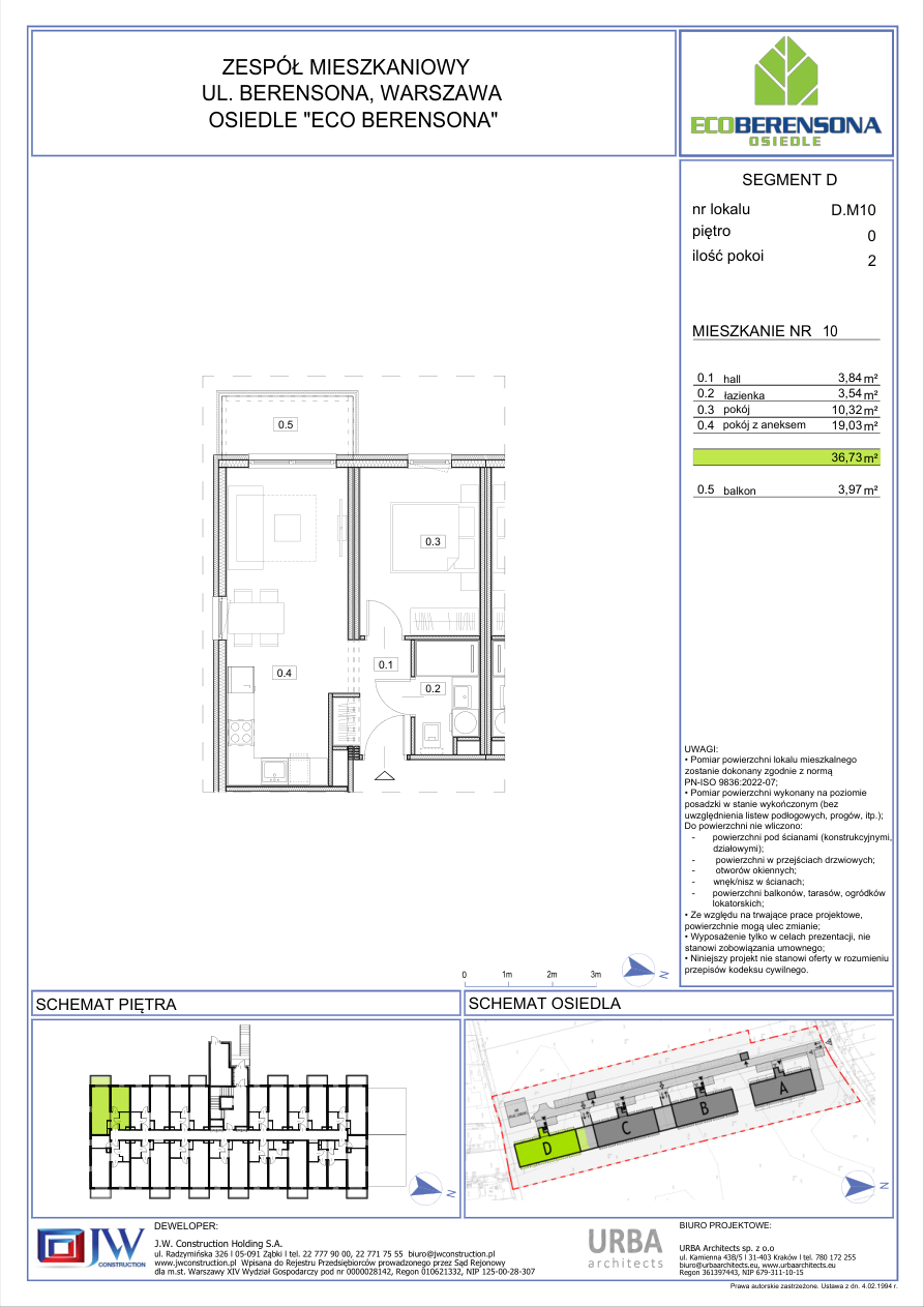 2 rooms · 36,6 m² · Floor 0 · Unit 10