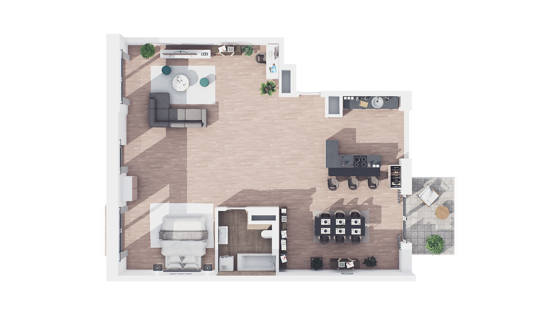 1 room · 107,1 m² · Floor 6 · Unit B2.27