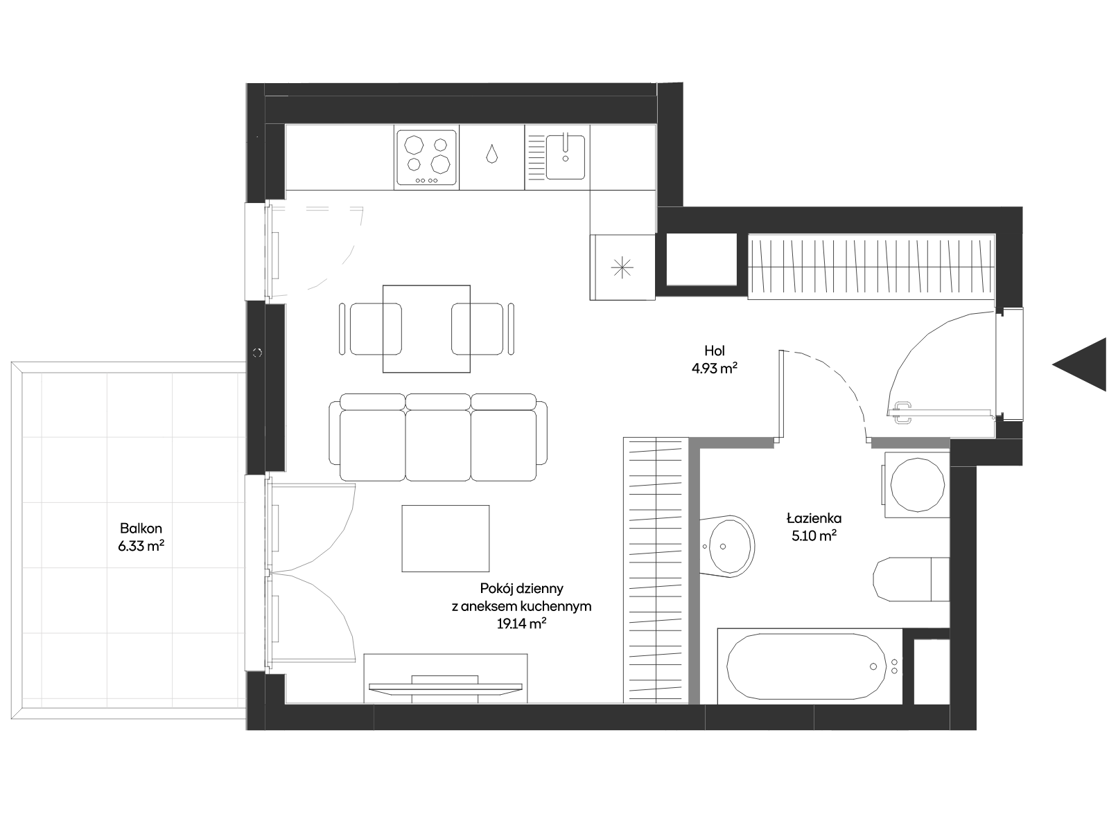 1 комната · 29,2 m² · Этаж 3 · Квартира HB0308
