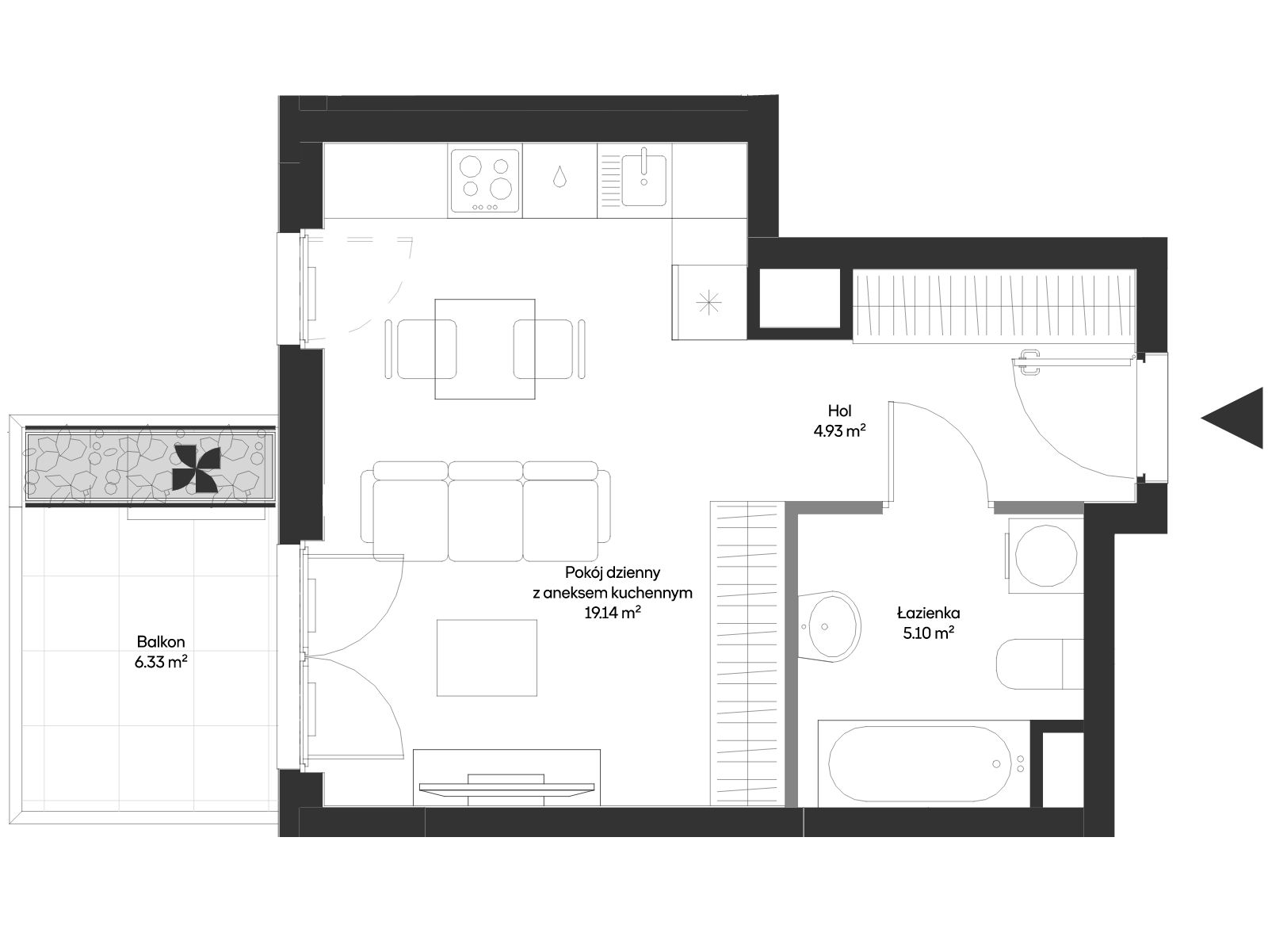 1 комната · 29,2 m² · Этаж 4 · Квартира HB0409