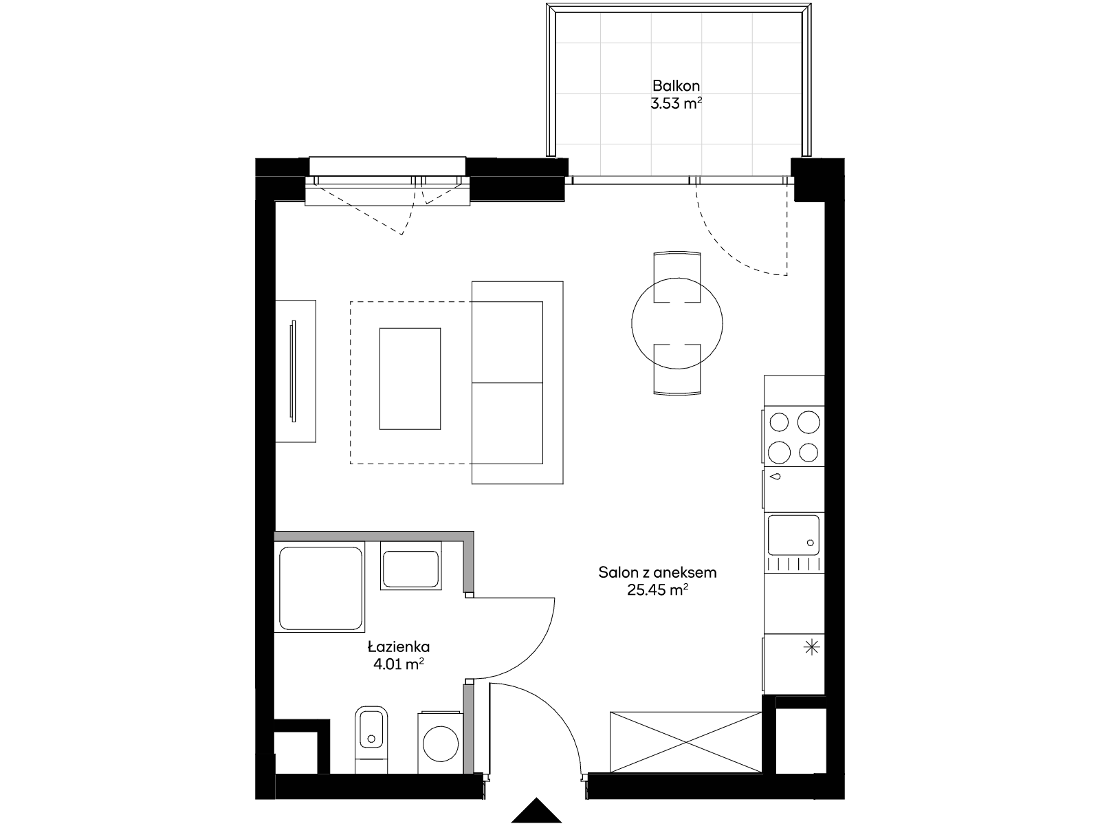 1 комната · 29,4 m² · Этаж 2 · Квартира AA0202