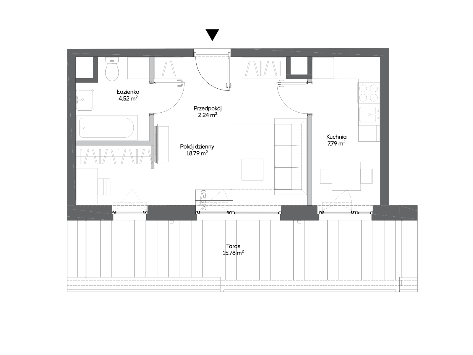 1 кімната · 33,3 m² · Поверх 3 · Квартира AC0340