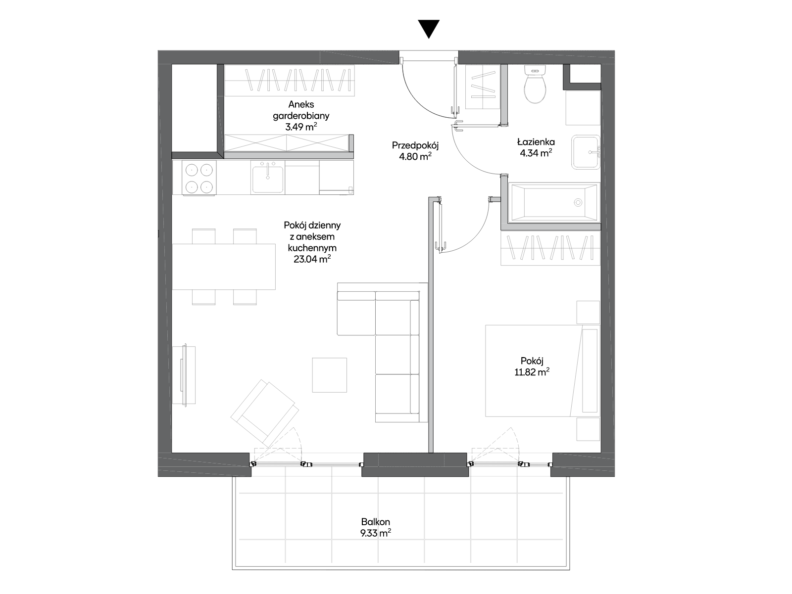 2 кімнат · 47,5 m² · Поверх 1 · Квартира BA0122