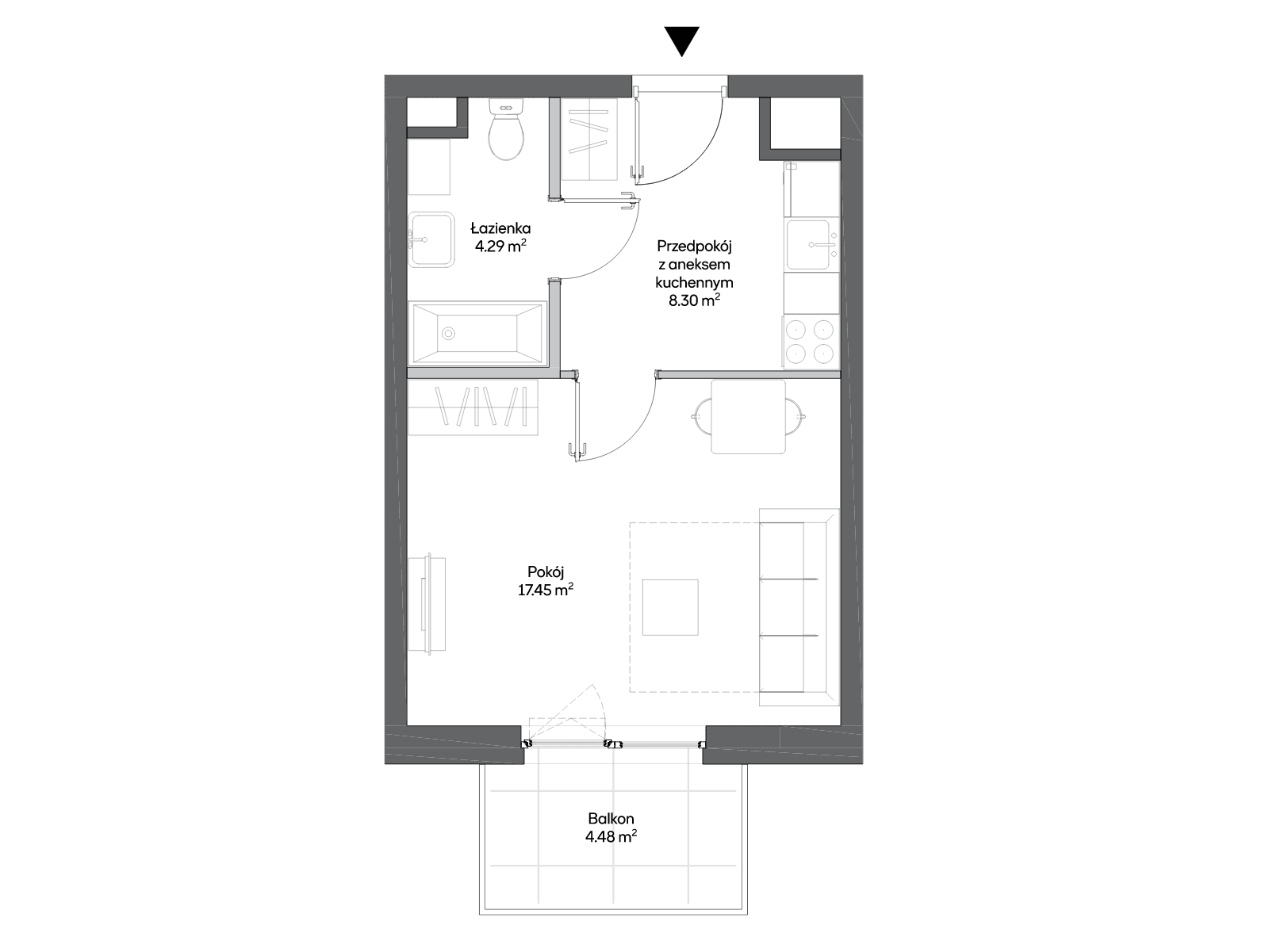 1 кімната · 30 m² · Поверх 3 · Квартира BA0351
