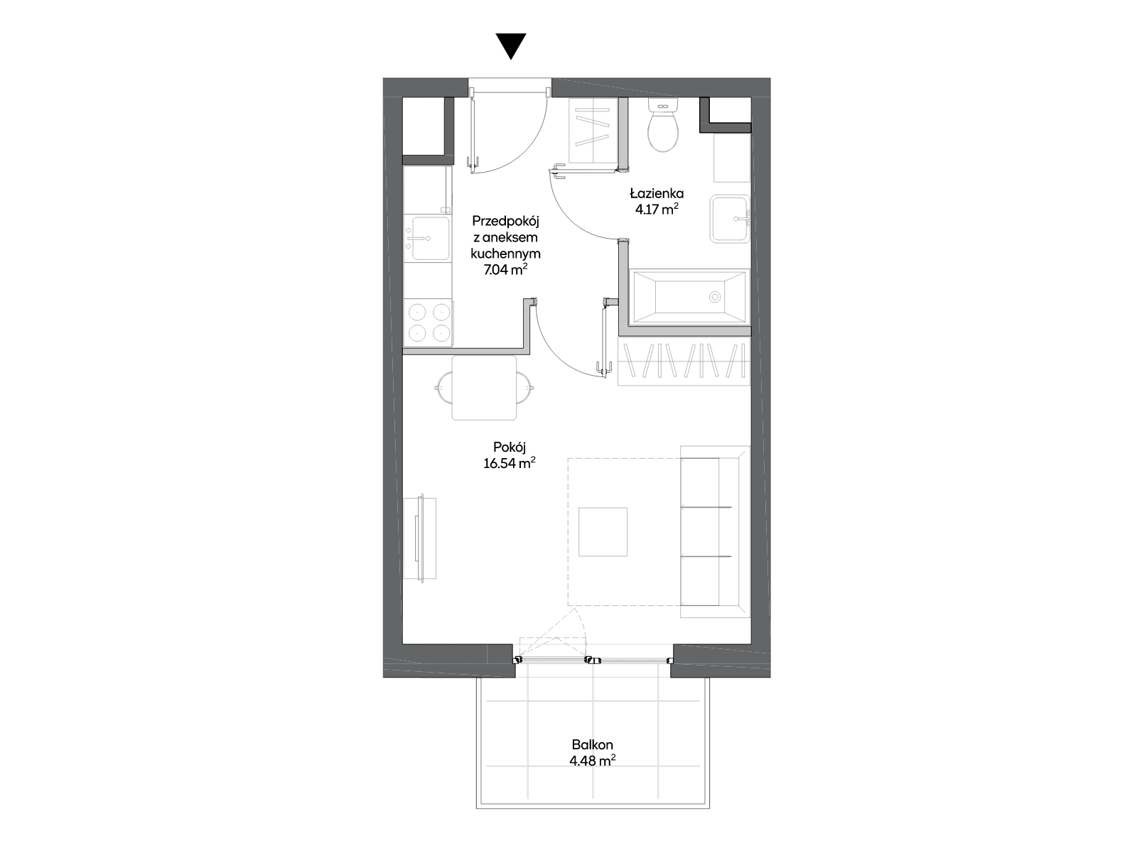 1 кімната · 27,8 m² · Поверх 7 · Квартира BA07100