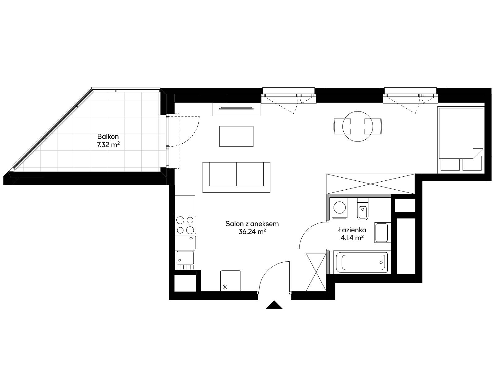 1 комната · 40,2 m² · Этаж 1 · Квартира AA0110