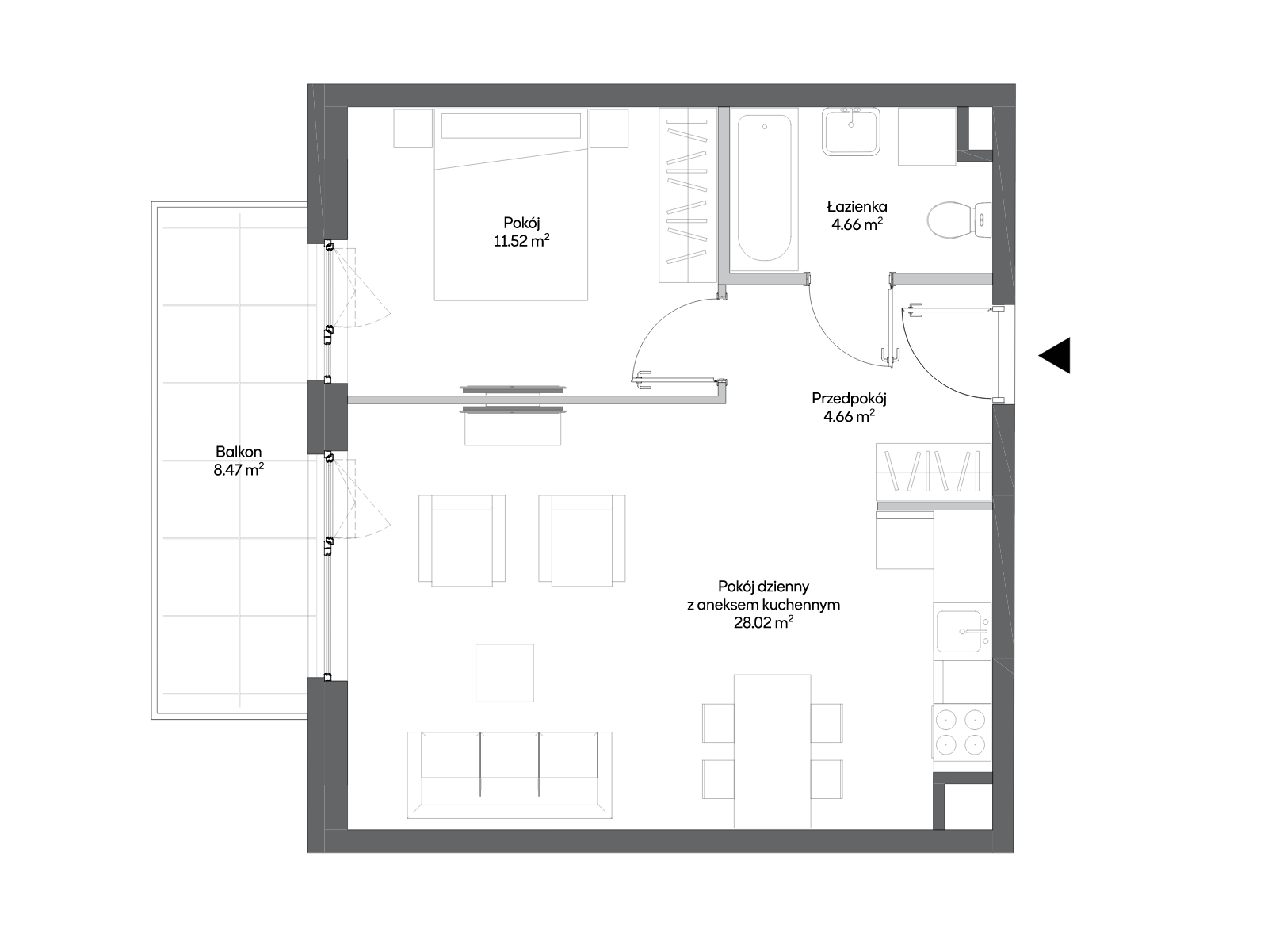 2 кімнат · 48,9 m² · Поверх 1 · Квартира AC0122