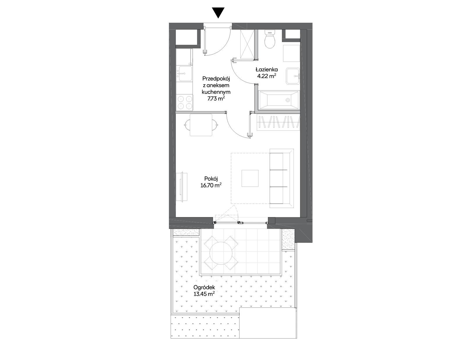 1 кімната · 28,7 m² · Поверх 0 · Квартира BA0008