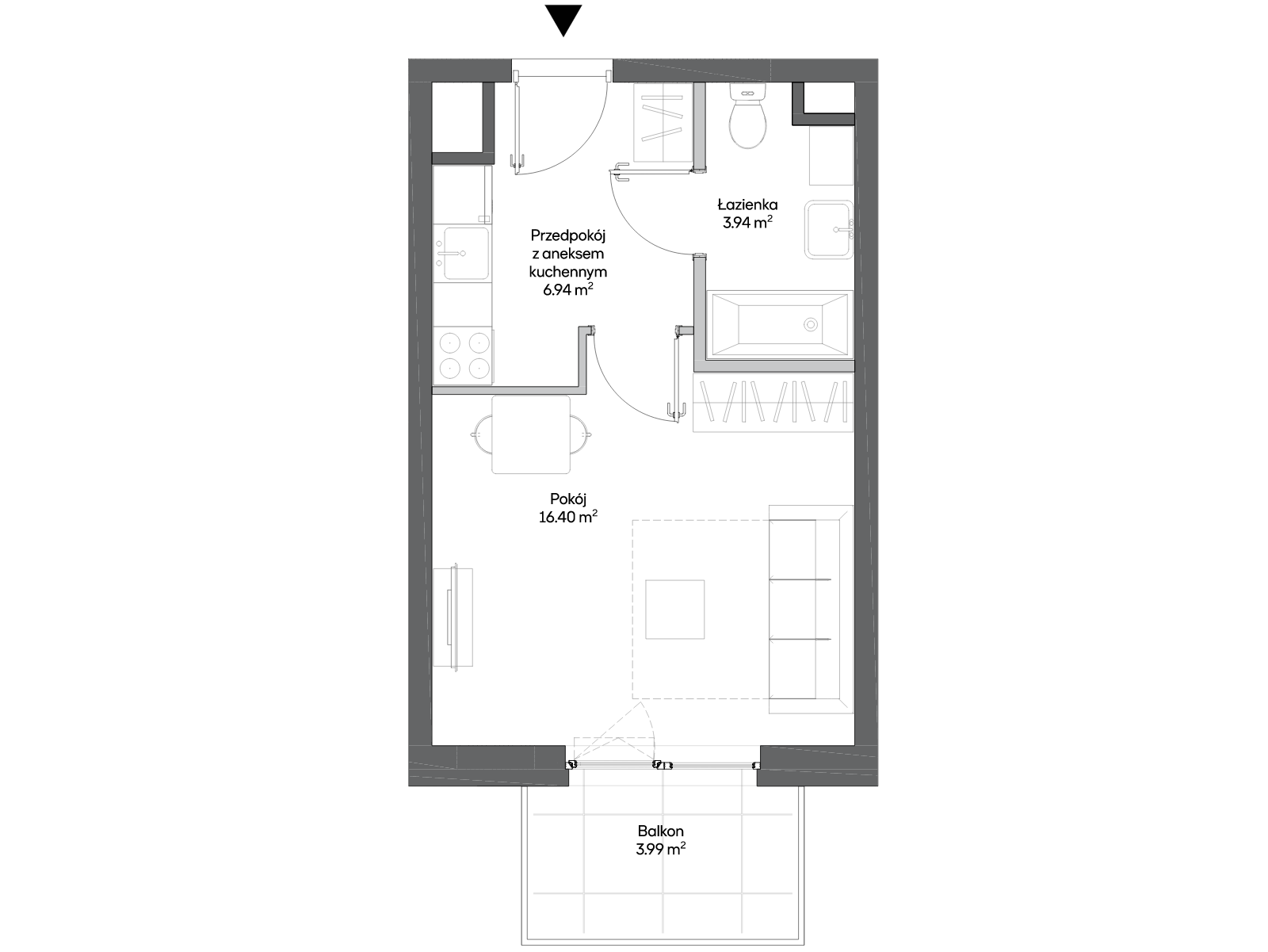 1 кімната · 27,3 m² · Поверх 3 · Квартира BA0353