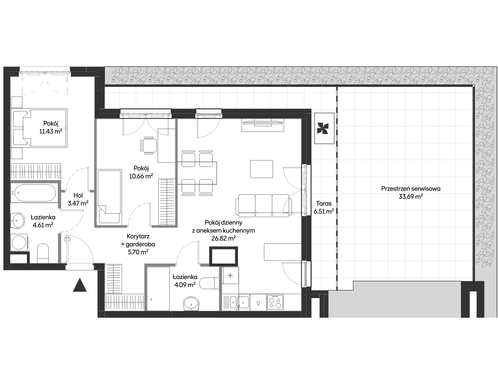 3 комнаты · 67 m² · Этаж 6 · Квартира HB0605